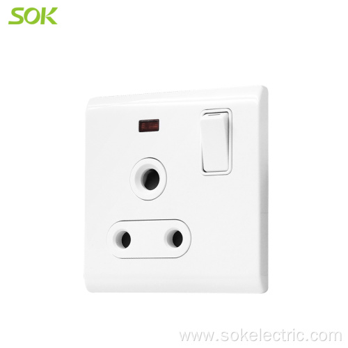 15A 250V Single Pole Switched 3Round Pin Socket